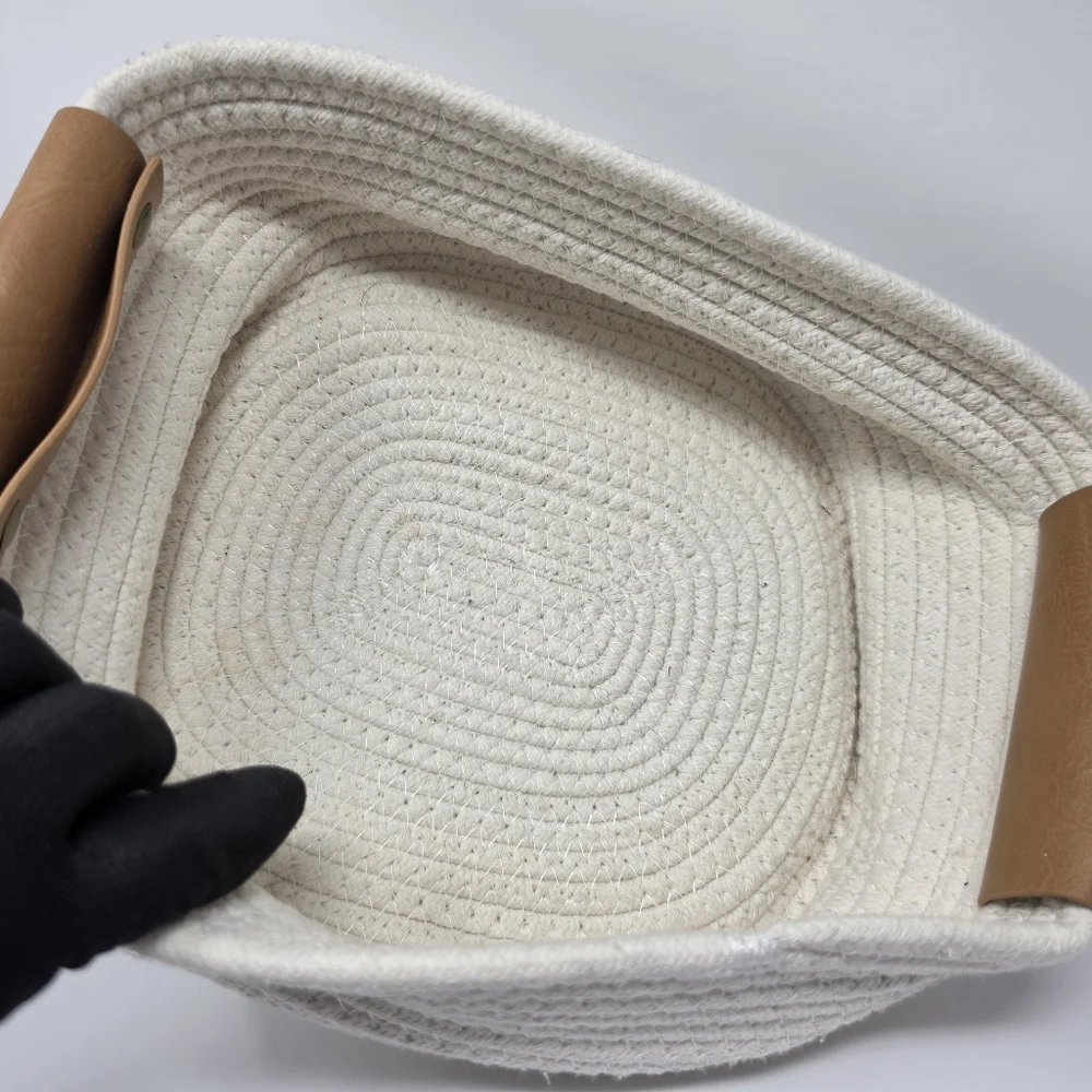 Basket Rope White Brown Handles 10 x 4 Approx